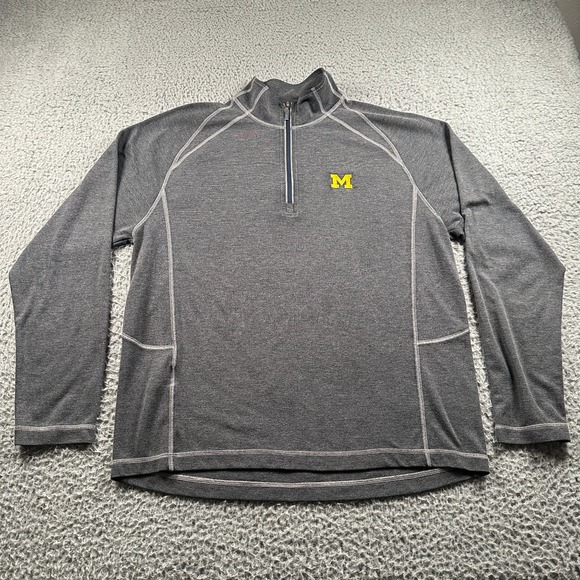 Tommy Bahama Michigan Wolverines Men's 1/4 Zip Grey M Moisture-Wicking Golf - Picture 1 of 8